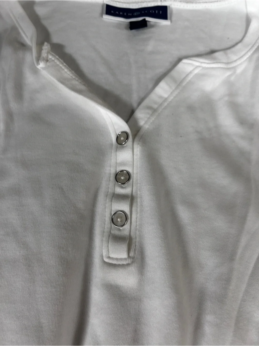 Karen Scott White Henley Top